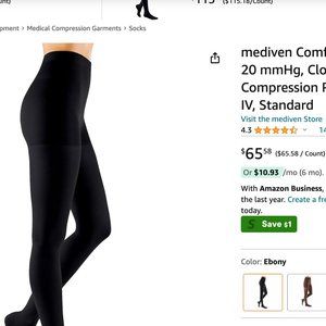 NWT- Mediven Comfort for Women, 15-20 mmHg, Closed Toe, Compression Pantyhose IV